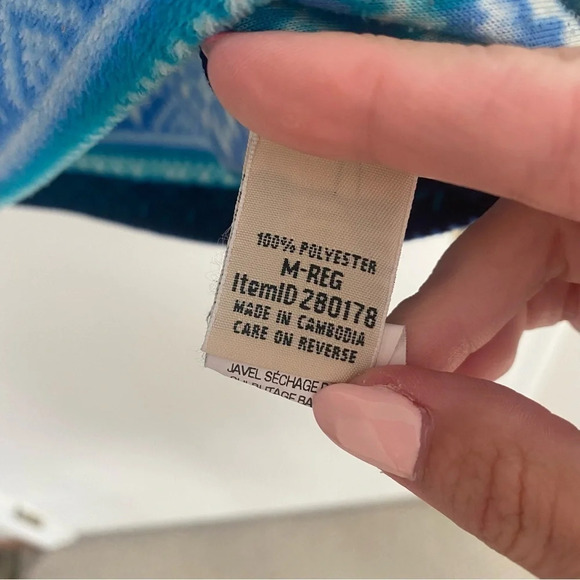 Vintage L.L Bean Womens Blue Winter Striped Quarter Zip Fleece Pull-Over Sweater - Picture 6 of 7